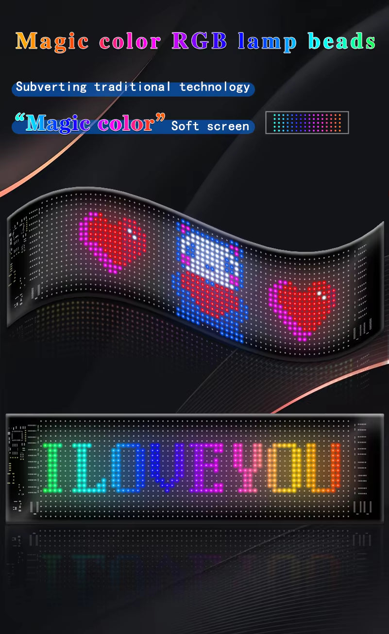 Flexible LED Display Screen For Car 92*374mm